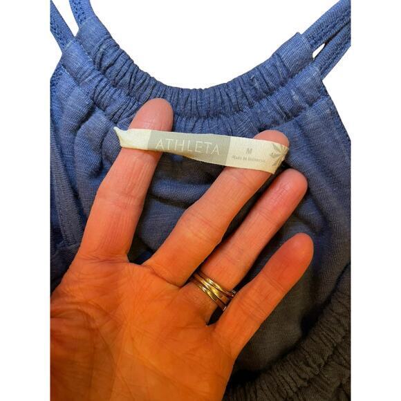 Athleta Dress Women‎ Medium Dress Sundress Heathered Blue High Neck Strappy Knit - Picture 4 of 7